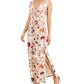 Vestido longo de coquetel feminino Connected, sem mangas, com decote em V, floral, marrom, tamanho 4