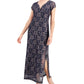 Vestido de renda estampado feminino conectado, azul, tamanho 8