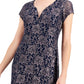 Vestido de renda estampado feminino conectado, azul, tamanho 16