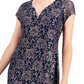 Vestido de renda estampado feminino conectado, azul, tamanho 16