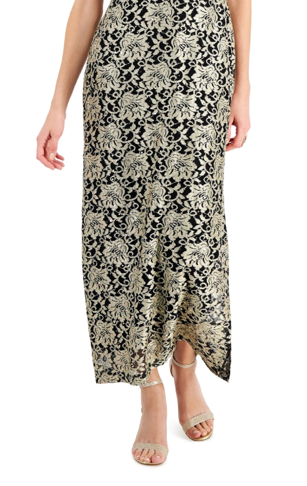 Vestido de renda estampado feminino conectado, amarelo, tamanho 8