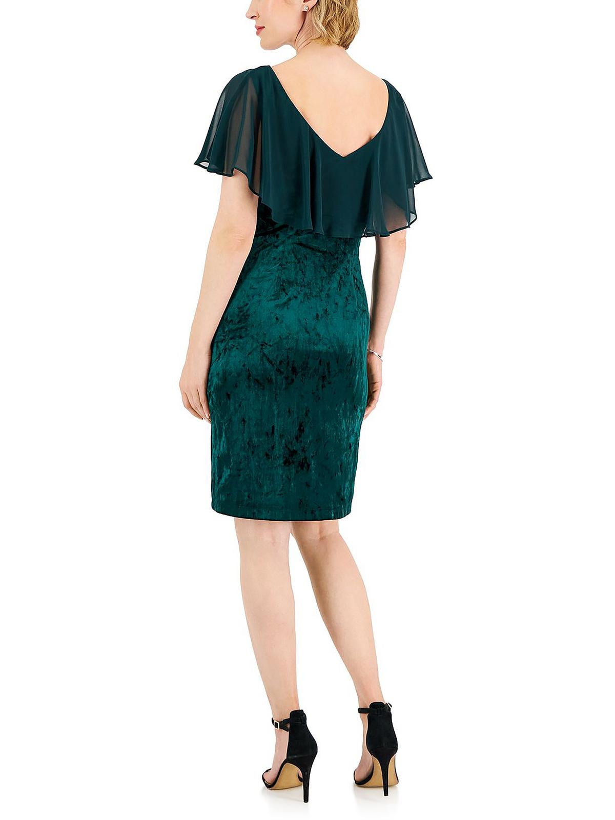 Vestido de festa e coquetel de veludo chiffon feminino conectado, verde, tamanho 6