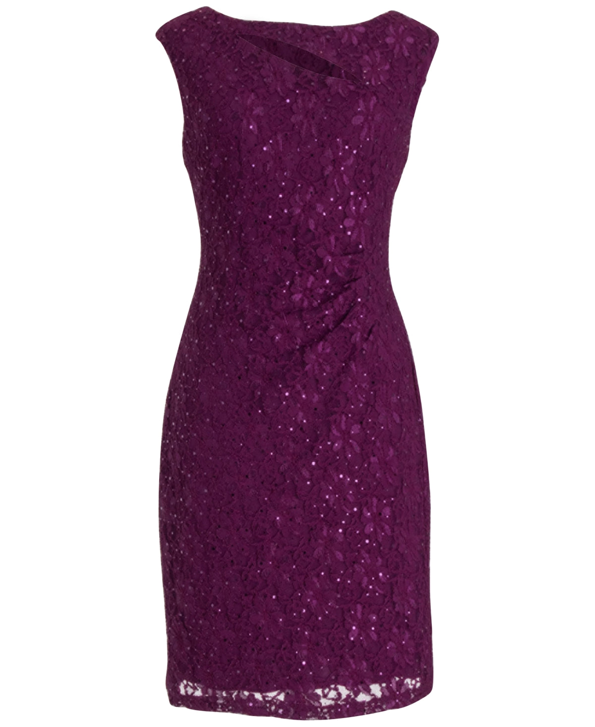 Vestido tubinho com recorte de renda e lantejoulas da Connected Apparel, roxo, tamanho 16