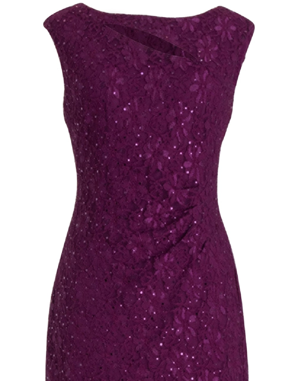 Vestido tubinho com recorte de renda e lantejoulas da Connected Apparel, roxo, tamanho 16