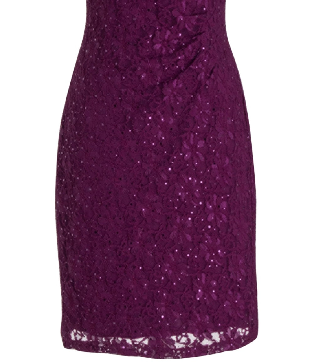 Vestido tubinho com recorte de renda e lantejoulas da Connected Apparel, roxo, tamanho 16