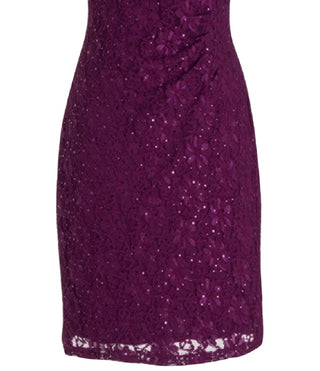 Vestido tubinho com recorte de renda e lantejoulas da Connected Apparel, roxo, tamanho 16