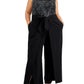 Macacão feminino com corpete de lantejoulas conectado, preto, tamanho 24W