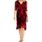Vestido envelope falso com estampa floral feminino conectado, vermelho, tamanho 4, pequeno