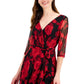Vestido envelope feminino com estampa floral em chiffon sintético vermelho tamanho 4 da Connected