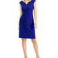 Vestido feminino Connected com aba lateral e manga curta, azul, tamanho 4, pequeno