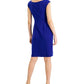 Vestido feminino Connected com aba lateral e manga curta, azul, tamanho 4, pequeno