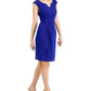 Vestido feminino Connected com aba lateral e manga curta, azul, tamanho 4, pequeno