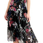 Vestido feminino com estampa floral em chiffon conectado, preto, tamanho 6