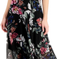 Vestido feminino com estampa floral em chiffon conectado, preto, tamanho 6