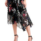 Vestido feminino com estampa floral em chiffon conectado, preto, tamanho 8