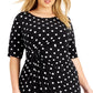 Vestido tubinho com estampa de bolinhas e aba lateral Connected Feminino, preto, tamanho 22W