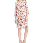 Vestido tubinho com aba lateral estampado feminino Connected marrom tamanho 6 Petite
