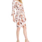 Vestido tubinho com aba lateral estampado feminino Connected marrom tamanho 6 Petite