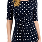 Vestido tubinho com estampa de bolinhas e aba lateral Connected feminino, azul, tamanho 6, pequeno