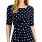 Vestido tubinho com estampa de bolinhas e aba lateral Connected feminino, azul, tamanho 12, pequeno