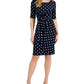 Vestido tubinho com estampa de bolinhas e aba lateral Connected feminino, azul, tamanho 12, pequeno