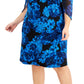 Vestido feminino estampado com manga transparente e estampado, azul, tamanho 16W