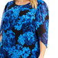 Vestido feminino estampado com manga transparente e estampado, azul, tamanho 16W
