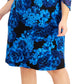 Vestido feminino estampado com manga transparente e estampado, azul, tamanho 16W
