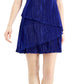 Vestido tubinho plissado em camadas feminino Connected, azul, tamanho 12, pequeno