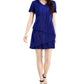 Vestido tubinho plissado em camadas feminino Connected, azul, tamanho 12, pequeno