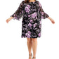 Vestido tubinho de chiffon com mangas curtas feminino conectado, roxo, tamanho 14W