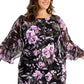 Vestido tubinho de chiffon com mangas curtas feminino conectado, roxo, tamanho 14W