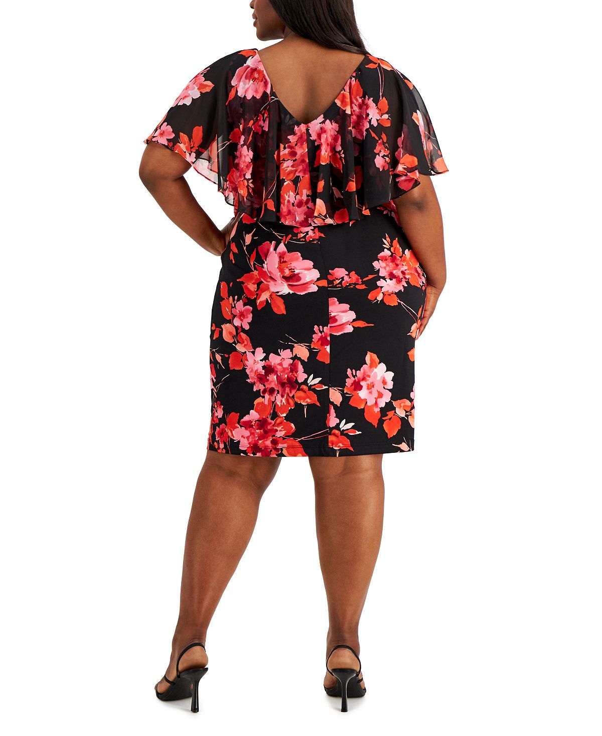 Vestido tubinho floral popover feminino conectado laranja tamanho 22W