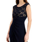 Vestido feminino Connected com manga curta e cintura franzida, preto, tamanho 8, pequeno