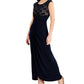 Vestido feminino Connected com manga curta e cintura franzida, preto, tamanho 8, pequeno