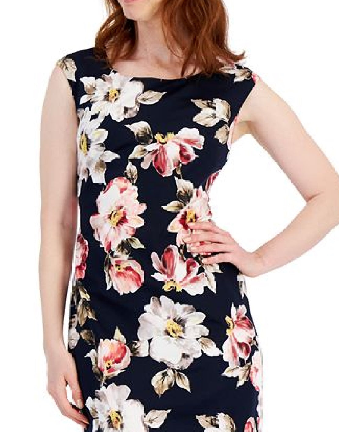Vestido midi com estampa floral feminino Connected, azul, tamanho 10