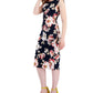 Vestido midi feminino com estampa floral azul, tamanho 16