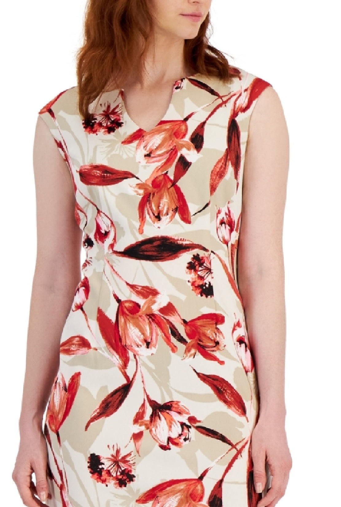 Vestido midi com estampa floral feminino Connected, marrom, tamanho 10