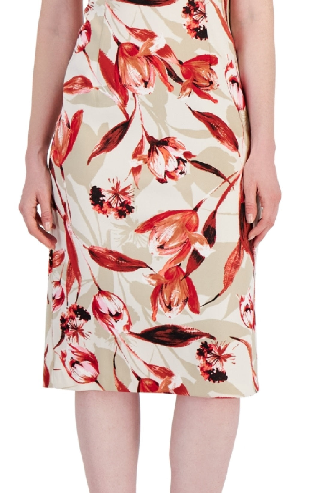 Vestido midi com estampa floral feminino Connected, marrom, tamanho 10