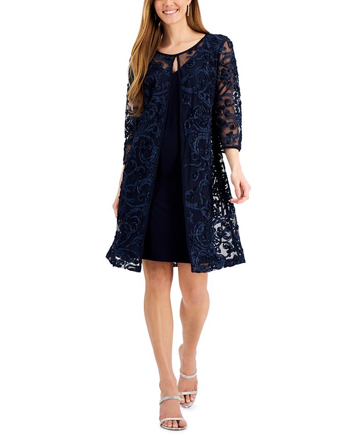 Vestido feminino Soutache azul tamanho 8 da Connected