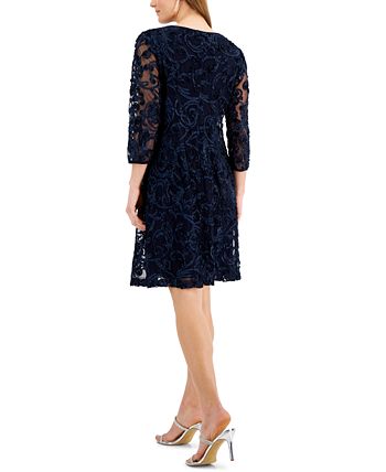 Vestido feminino Soutache azul tamanho 8 da Connected