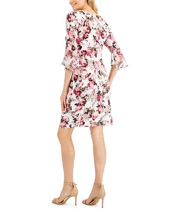 Vestido tubinho feminino Connected com manga 3/4, vermelho, tamanho 8, pequeno