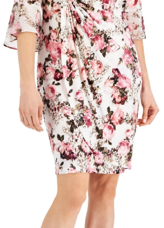 Vestido tubinho feminino Connected com manga 3/4 rosa tamanho 14 Petite