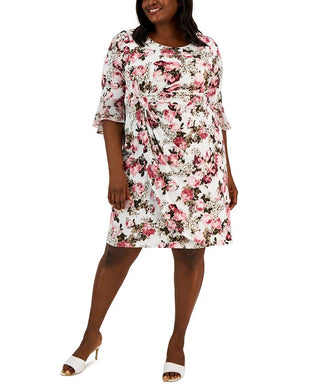 Connected Women's 3/4 Sleeve Sheath Dress Red Size 14W