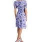 Vestido feminino Connected com estampa de chiffon, manga torcida, ajuste e flare, roxo, tamanho 6