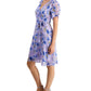 Vestido feminino Connected com estampa de chiffon, manga torcida, ajuste e flare, roxo, tamanho 6
