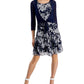 Vestido jaqueta de chiffon estampado feminino Connected, 2 peças, azul, tamanho 6
