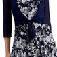 Vestido jaqueta de chiffon estampado feminino Connected, 2 peças, azul, tamanho 6