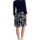 Vestido jaqueta de chiffon estampado feminino Connected, 2 peças, azul, tamanho 8