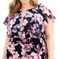 Vestido midi popover com estampa floral feminino conectado, rosa, tamanho 24W